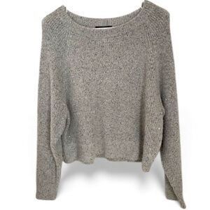 Express Silver Sequin Ribbed Cropped Sweater Gray Size M ❤️3/$25❤️